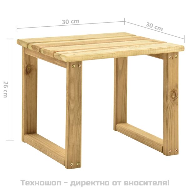 Градински шезлонг с масичка, импрегнирано борово дърво