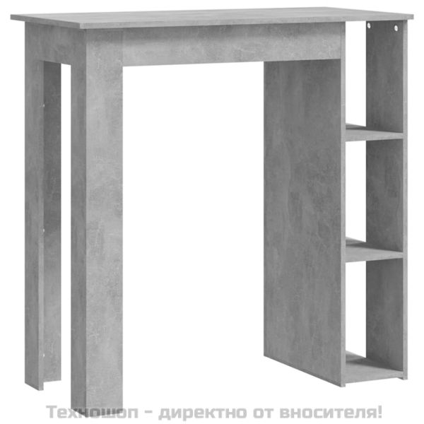 Бар маса с рафт, бетонно сива, 102x50x103,5 см, ПДЧ
