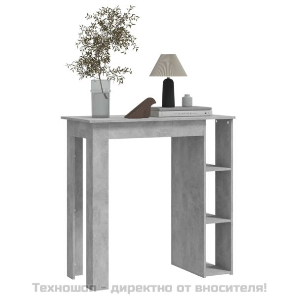 Бар маса с рафт, бетонно сива, 102x50x103,5 см, ПДЧ