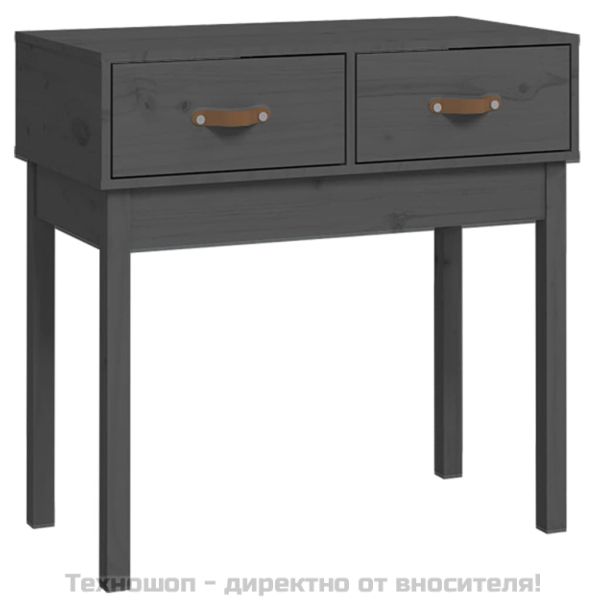 Конзолна маса, сива, 76,5x40x75 см, борово дърво масив