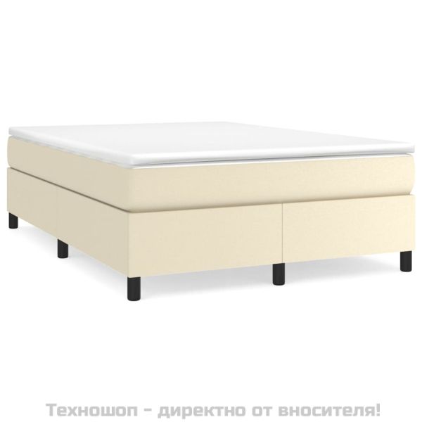 Рамка за легло с пружини кремава,140x200 см, изкуствена кожа