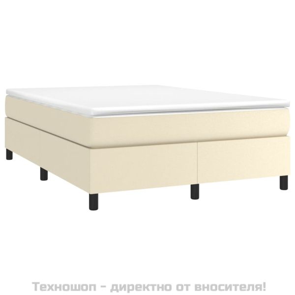 Рамка за легло с пружини кремава,140x200 см, изкуствена кожа