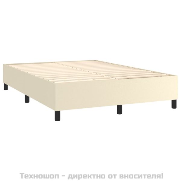 Рамка за легло с пружини кремава,140x200 см, изкуствена кожа