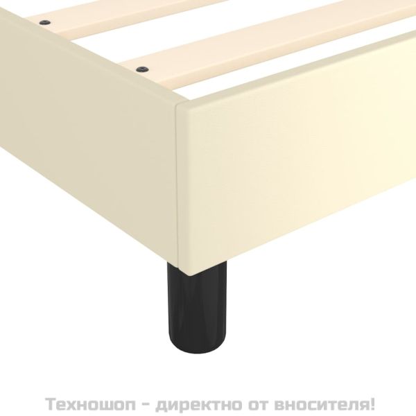 Рамка за легло с пружини кремава,140x200 см, изкуствена кожа
