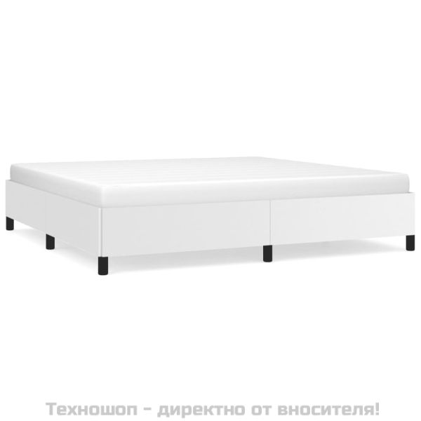 Pамка за легло бяла 200x200 см изкуствена кожа