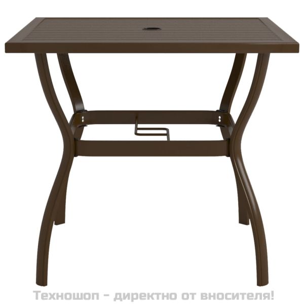 Градинска маса, кафява, 81,5x81,5x72 см, стомана