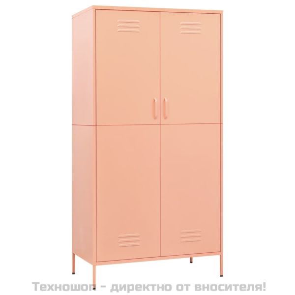 Гардероб, розов, 90x50x180 см, стомана