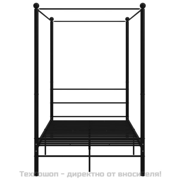 Рамка за легло с балдахин, черна, метал, 140x200 cм
