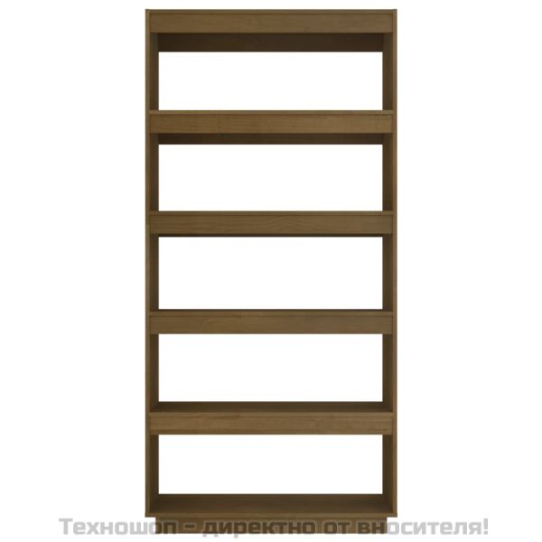 Библиотека/разделител за стая, меденокафява, 80x35x167 см, бор