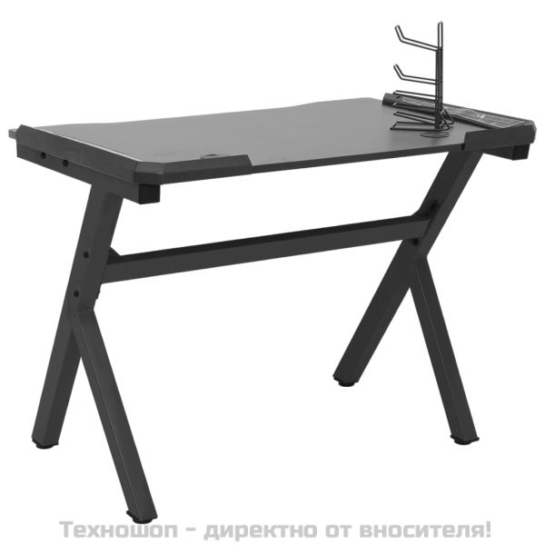 Гейминг бюро LED с Y-образни крака, черно, 90x60x75 см