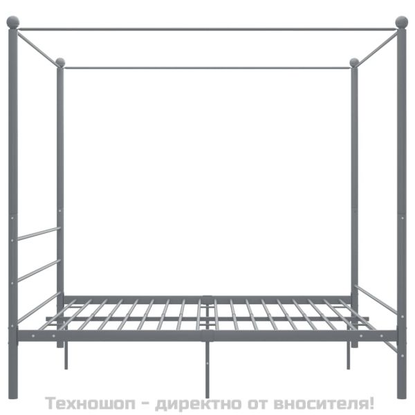 Рамка за легло с балдахин, сива, метал, 180x200 см