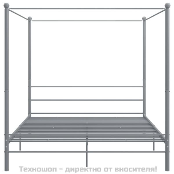 Рамка за легло с балдахин, сива, метал, 180x200 см