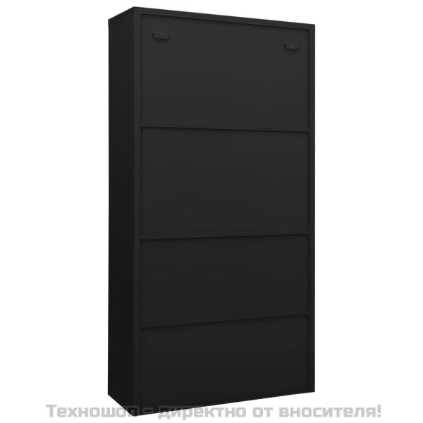 Офис шкаф, черен, 90x40x180 см, стомана