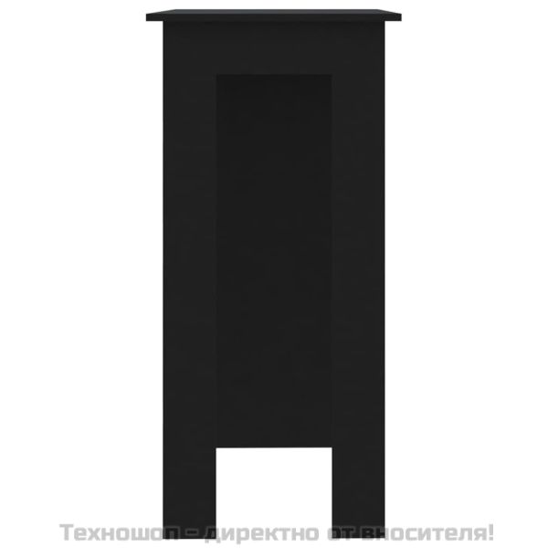 Бар маса с рафт, черна, 102x50x103,5 см, инженерно дърво