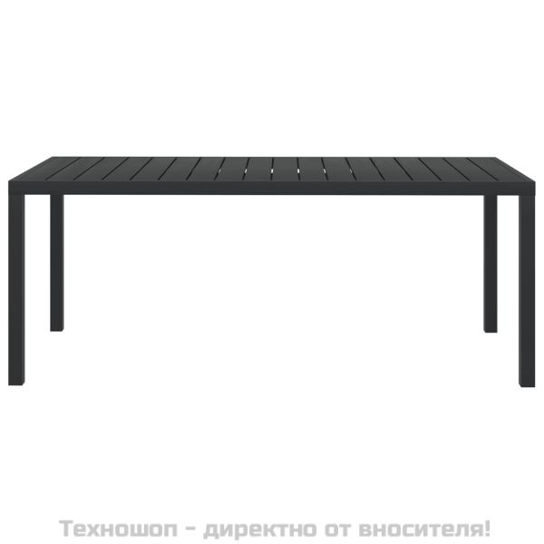 Градинска маса, черна, 185x90x74 см, алуминий и WPC