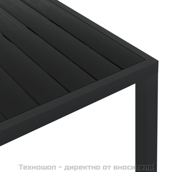 Градинска маса, черна, 185x90x74 см, алуминий и WPC