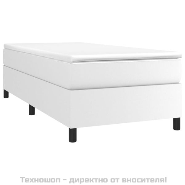 Рамка за легло с пружини с балдахин, бяла, 90x200 см изкуствена кожа