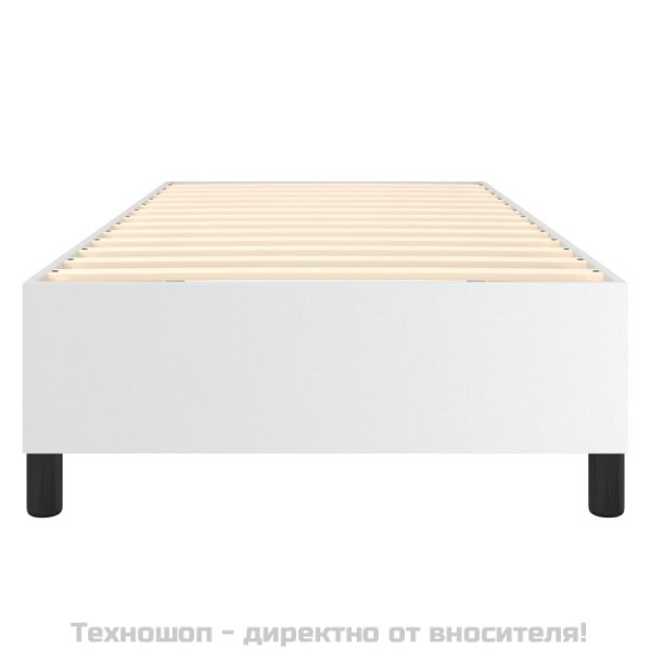 Рамка за легло с пружини с балдахин, бяла, 90x200 см изкуствена кожа