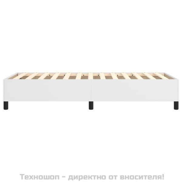 Рамка за легло с пружини с балдахин, бяла, 90x200 см изкуствена кожа