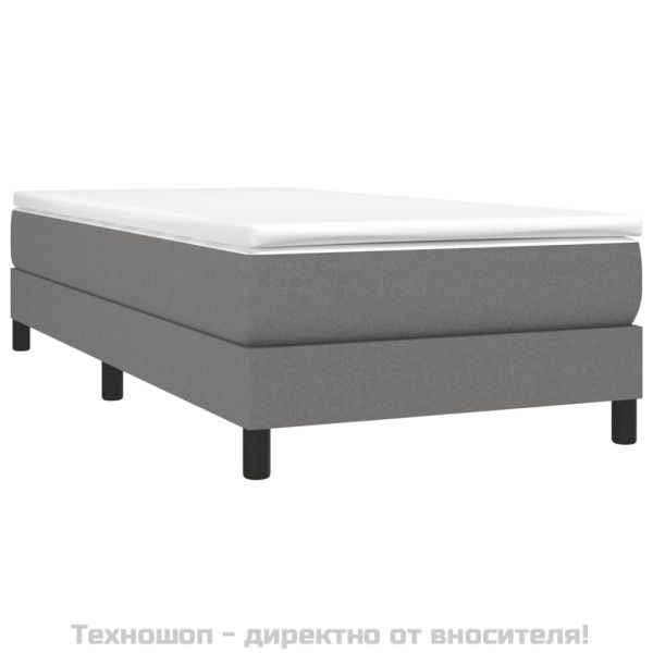Боксспринг легло с матрак, тъмносиво, 90x200 см, плат