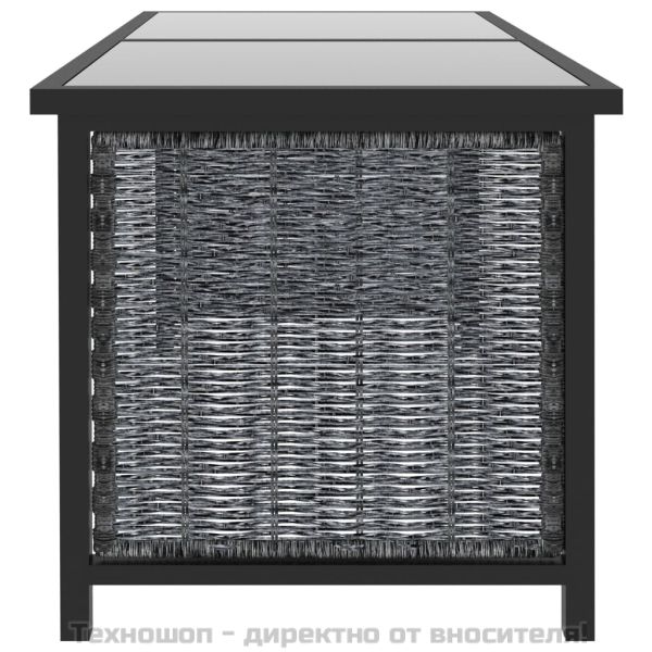 Градински комплект с възглавници, 9 части, полиратан, антрацит