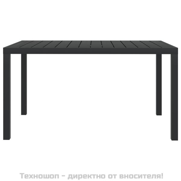 Градинска маса, черна, 150x90x74 см, алуминий и WPC