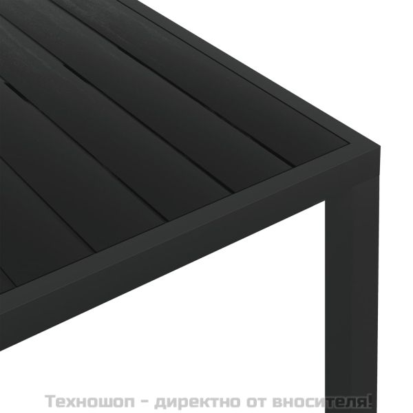 Градинска маса, черна, 150x90x74 см, алуминий и WPC