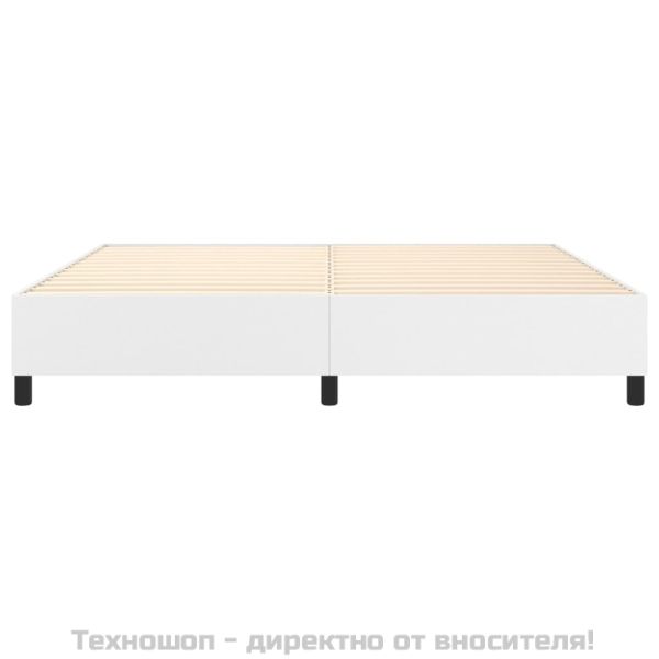 Рамка за легло с пружини бяла 200x200 см изкуствена кожа