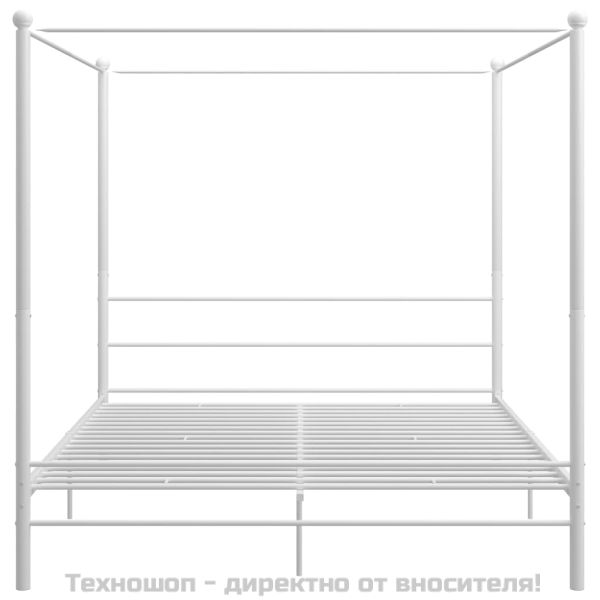 Рамка за легло с балдахин, бяла, метал, 180x200 cм