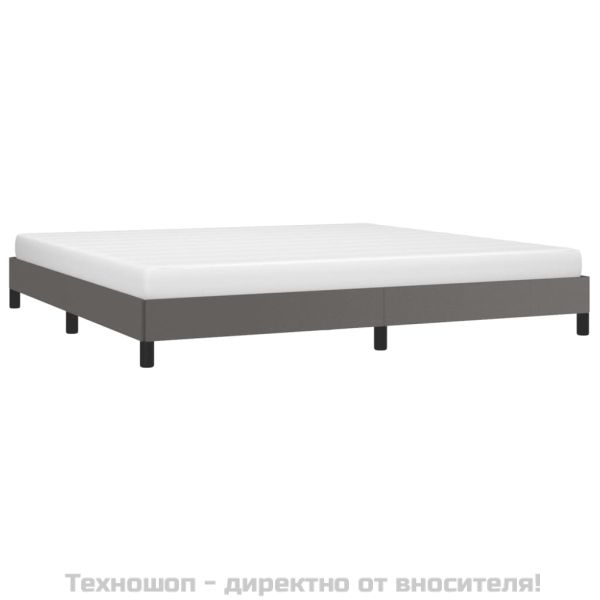 Pамка за легло сива 200x200 см изкуствена кожа