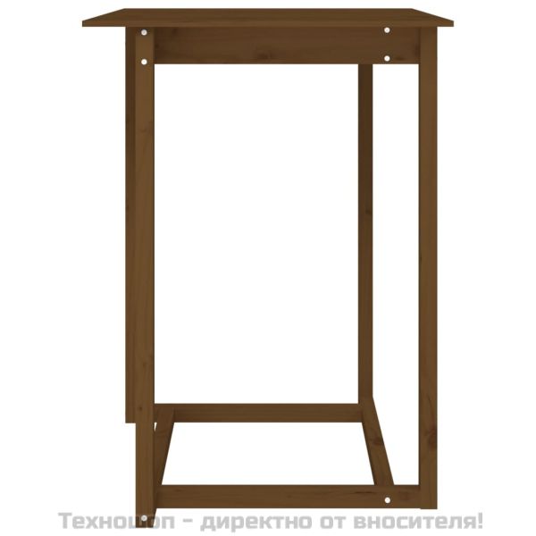 Бар маса, меденокафява, 80x80x110 см, борово дърво масив