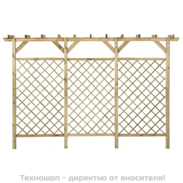 Градинска решетъчна ограда с покрив-пергола, 300x50x200 см, бор