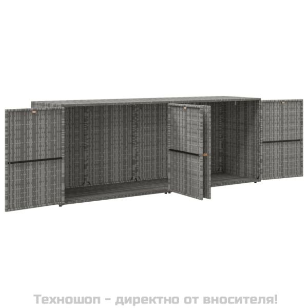 Градински шкаф за съхранение сив 198x55,5x80 см полиратан
