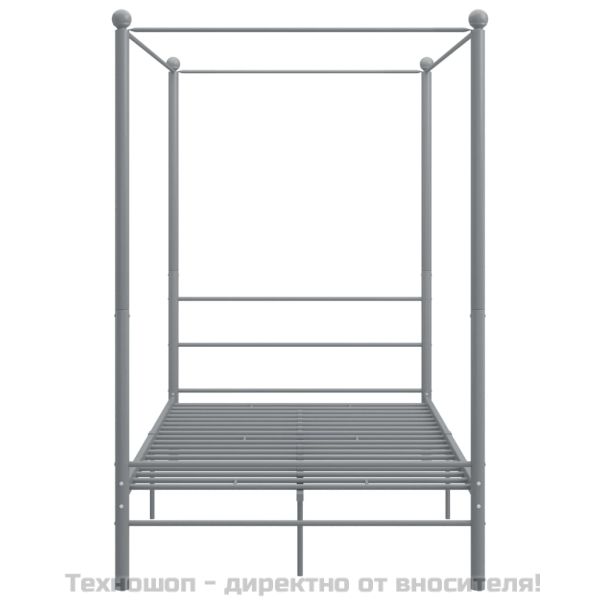 Рамка за легло с балдахин, сива, метал, 140x200 см
