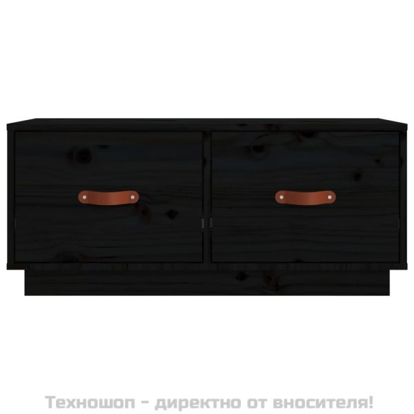 ТВ шкаф, черен, 80x34x35 см, бор масив