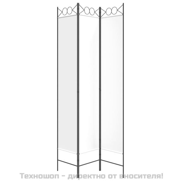 Параван за стая, 3 панела, бял, 120x220 см, текстил