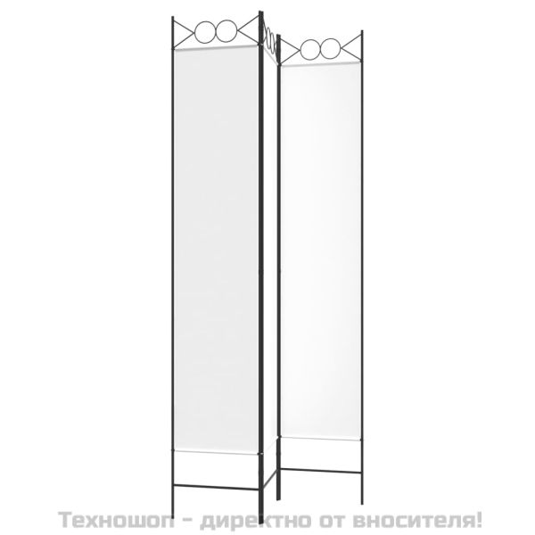 Параван за стая, 3 панела, бял, 120x220 см, текстил