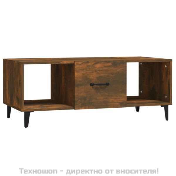 Кафе маса, опушен дъб, 102x50x40 см, инженерно дърво