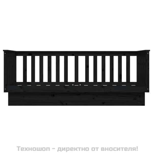 Дневно легло, Черен 75x190 см борово дърво масив