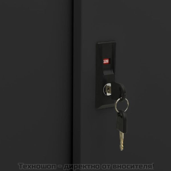 Офис шкаф с плъзгаща се врата, черен, 90x40x90 см, стомана