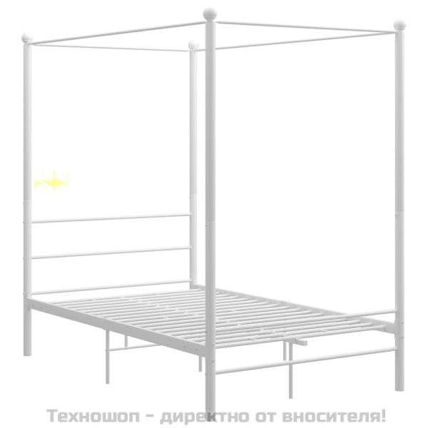 Рамка за легло с балдахин, бяла, метал, 140x200 cм
