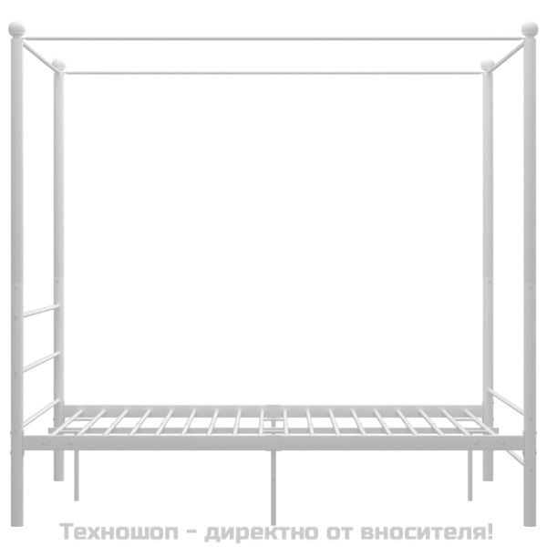 Рамка за легло с балдахин, бяла, метал, 140x200 cм