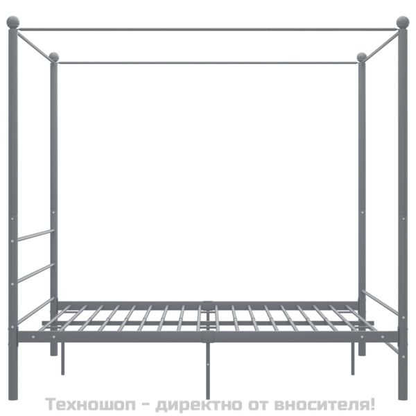 Рамка за легло с балдахин, сива, метал, 160x200 см