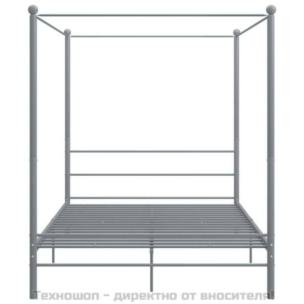 Рамка за легло с балдахин, сива, метал, 160x200 см