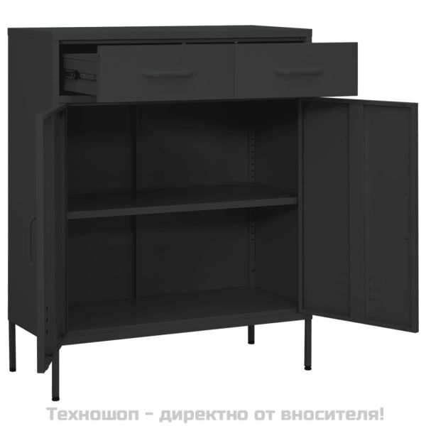 Шкаф за съхранение, антрацит, 80х35х101,5 см, стомана