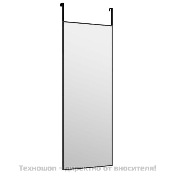 Огледало за врата, черно, 30x80 см, стъкло и алуминий
