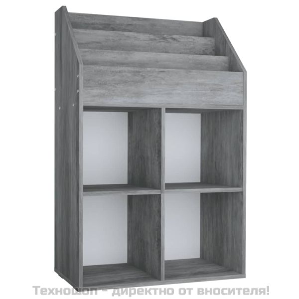 Рафт за детски книги бетонно сив 71x30x114 см инженерно дърво