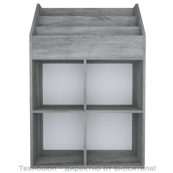 Рафт за детски книги бетонно сив 71x30x114 см инженерно дърво