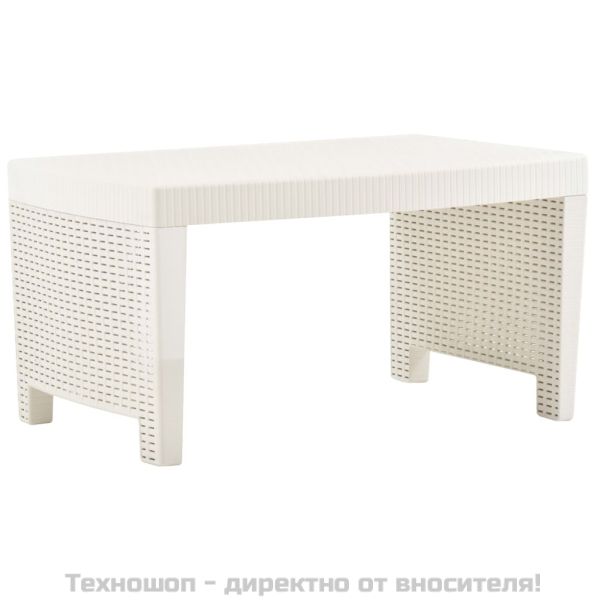 Градински комплект, 3 части, пластмаса, бял