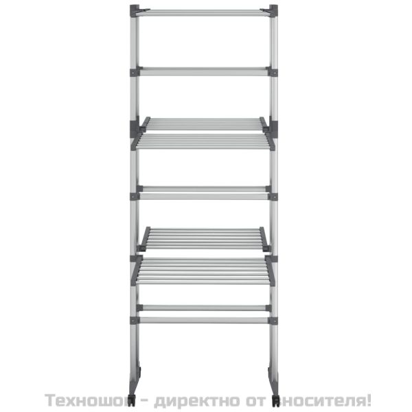 Триетажен сушилник за дрехи с колелца, сребрист, 60x70x129 см